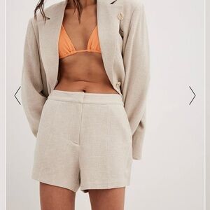 NA-KD Linen Blend High Waisted Shorts